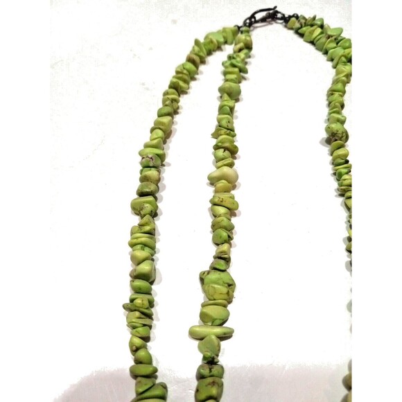 Necklace Shades of Green Double Strand Malachite Chip Bead Hook and Eye Closure - Picture 2 of 5